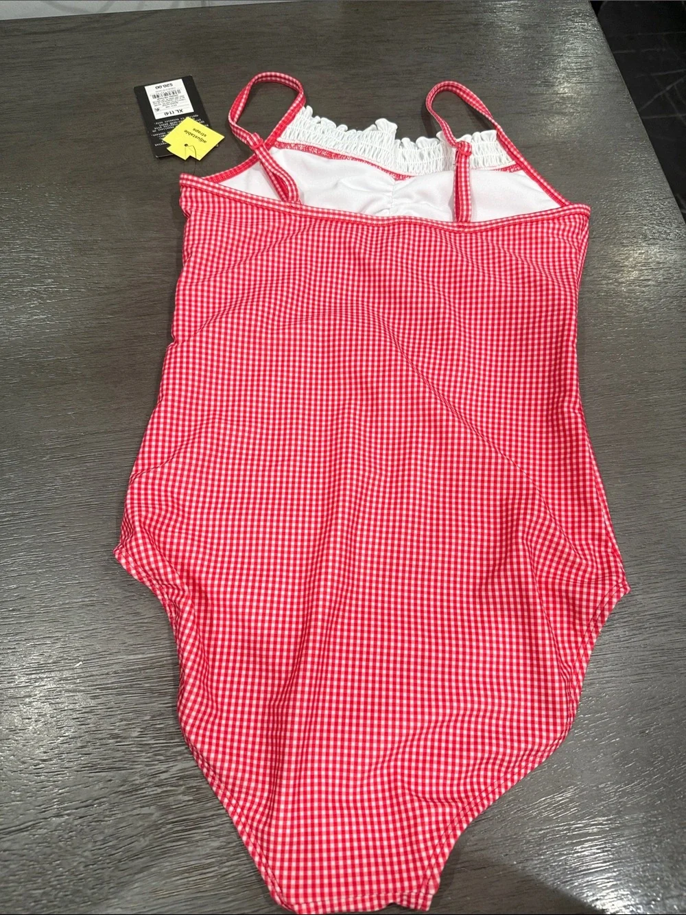 art class Red Gingham One-Piece Swimsuit with Lace Trim